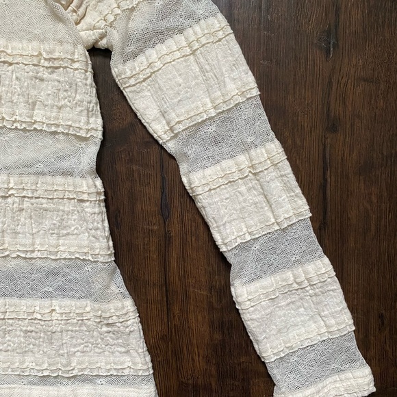 Anthropologie Sheer Turtleneck Long Sleeve in Ivory with Asher Panels Size Small - Picture 5 of 7